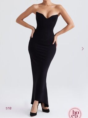 House of CB Sabine Black Crepe Strapless Corset Dress